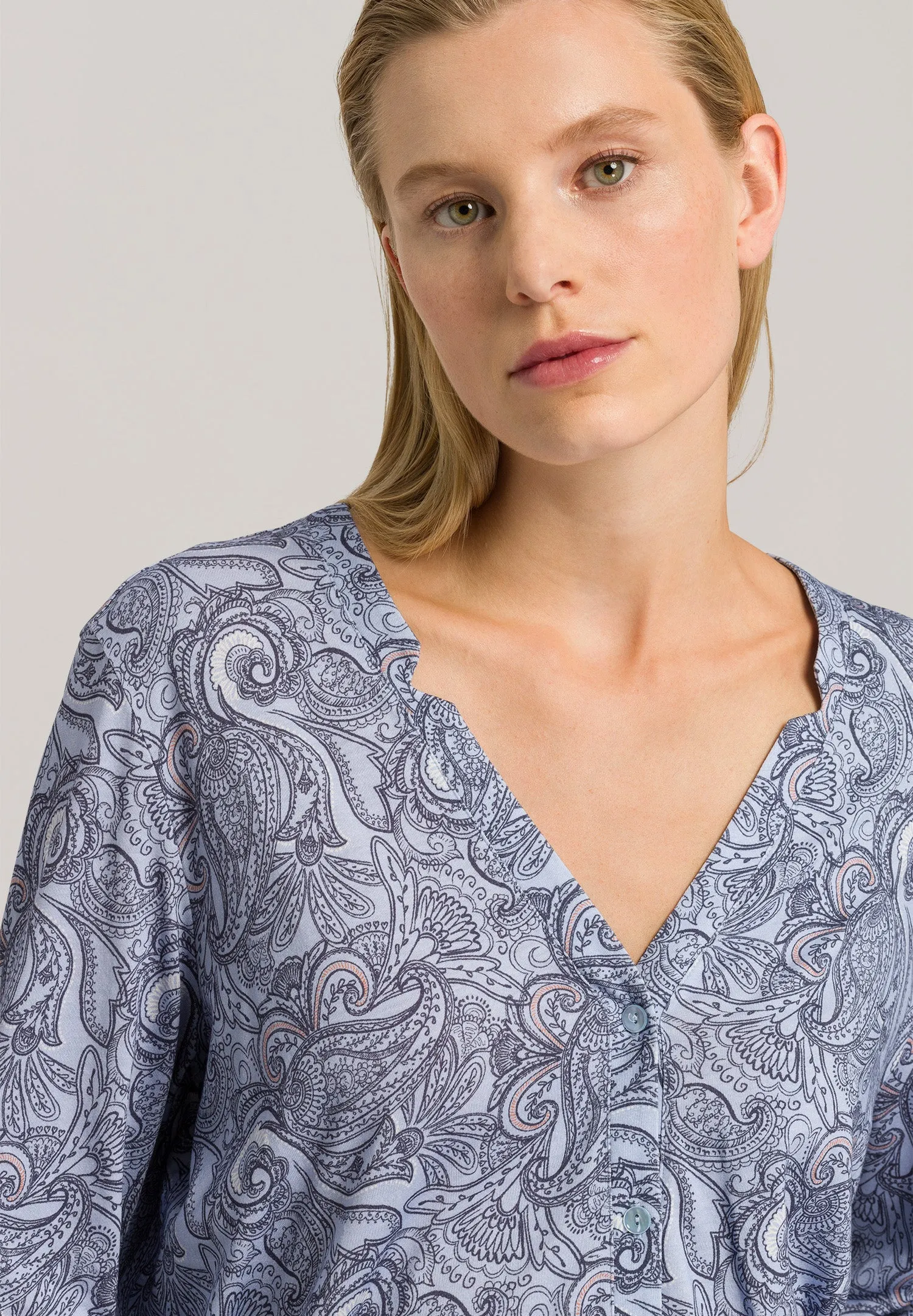 Sleep And Lounge Button Front Shirt | Calm Paisley 77934-2954