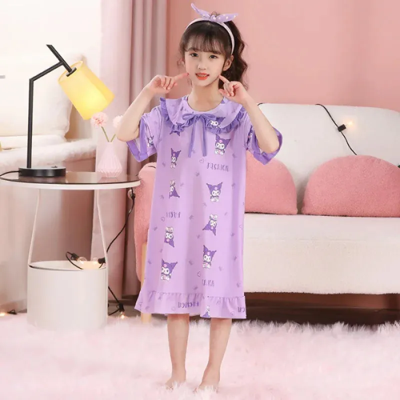 Summer Girls' Leisure Nightwear Jade Guigou Melody Kuromi Children's Nightwear Girl Cute Cotton Pajamas Children's Clothing