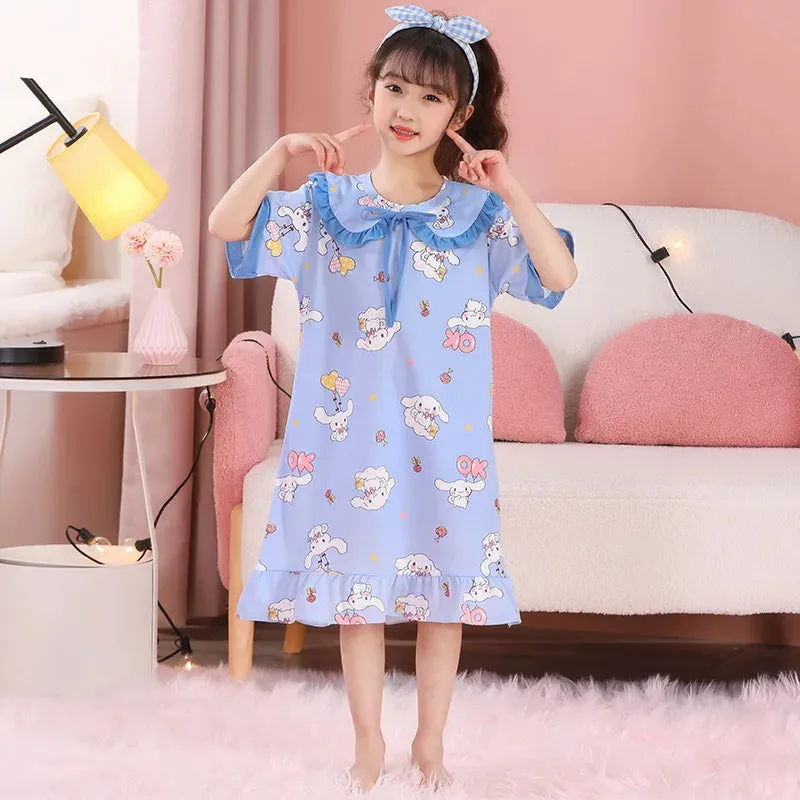 Summer Girls' Leisure Nightwear Jade Guigou Melody Kuromi Children's Nightwear Girl Cute Cotton Pajamas Children's Clothing