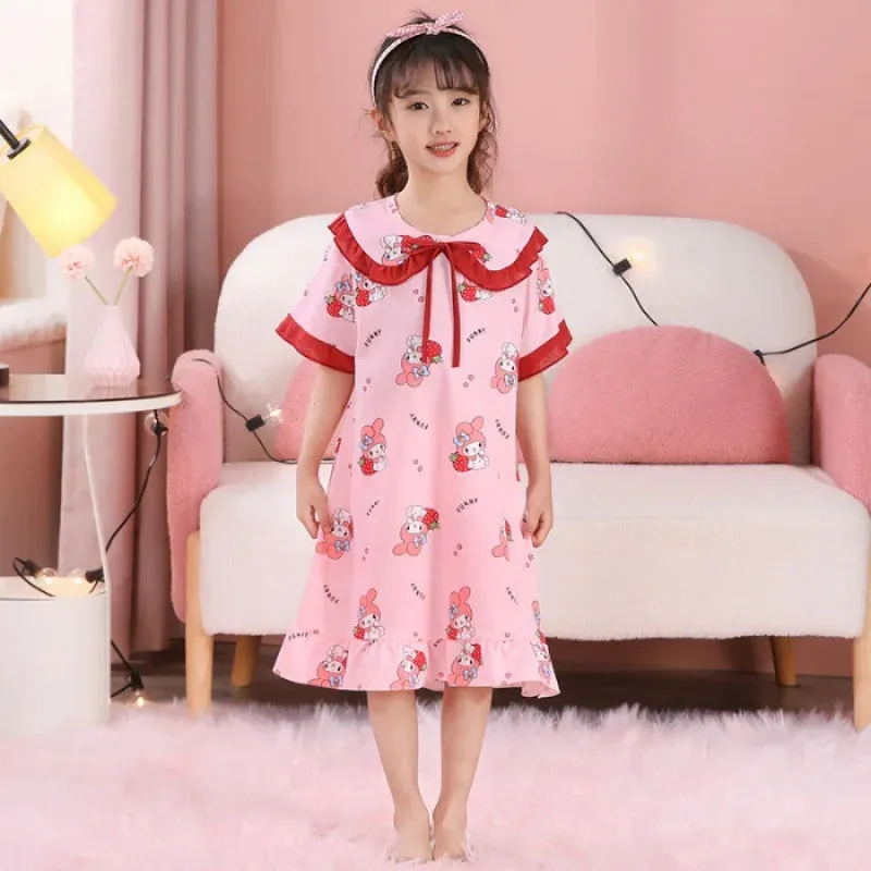 Summer Girls' Leisure Nightwear Jade Guigou Melody Kuromi Children's Nightwear Girl Cute Cotton Pajamas Children's Clothing