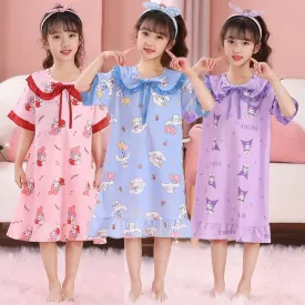 Summer Girls' Leisure Nightwear Jade Guigou Melody Kuromi Children's Nightwear Girl Cute Cotton Pajamas Children's Clothing