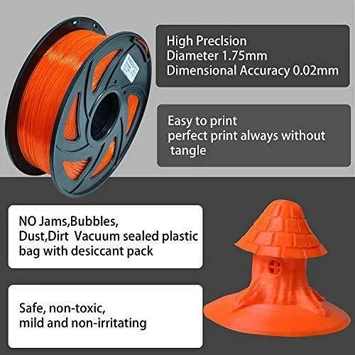 Tronxy 1.75mm PETG Filament Transparent Orange Spool 1KG