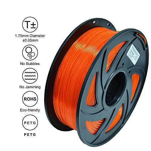 Tronxy 1.75mm PETG Filament Transparent Orange Spool 1KG